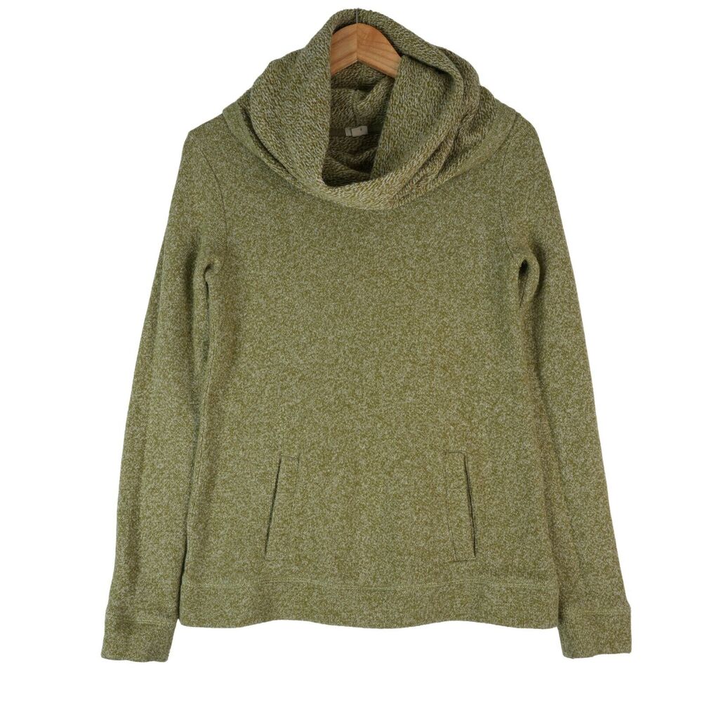 J. Crew Knit Sweater Womens Small Wool Blend Cowl Neck Green Pockets Gorpcore